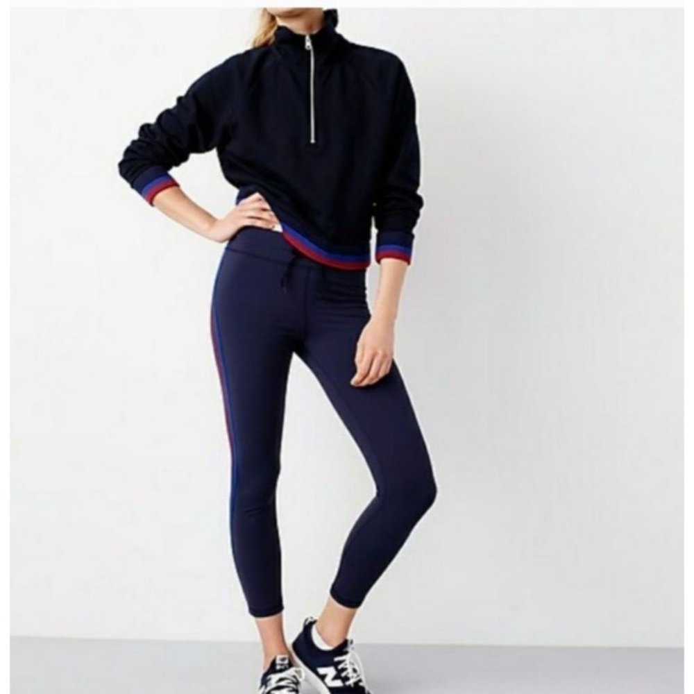 J. Crew Navy Half-Zip Sweater with Red & Royal Blue Trim